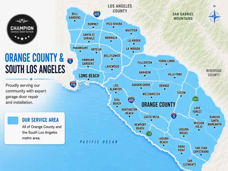 Champion Garage Door Repair Service Area Map